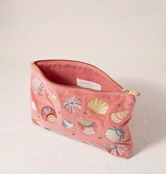 SEASHELL CORAL VELVET EVERYDAY POUCH