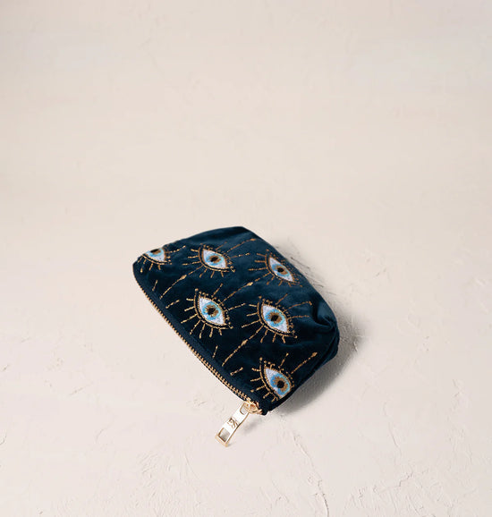 MYSTICAL EYE INK BLUE VELVET COIN PURSE