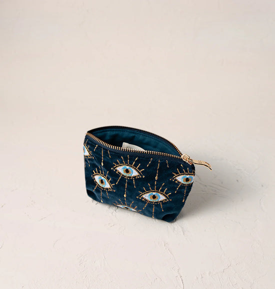 MYSTICAL EYE INK BLUE VELVET COIN PURSE