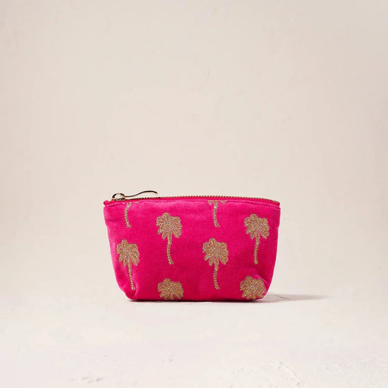 GOLD PALM PINK VELVET COIN PURSE