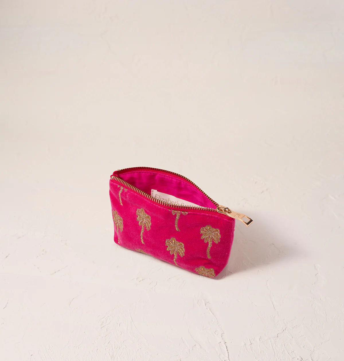 GOLD PALM PINK VELVET COIN PURSE