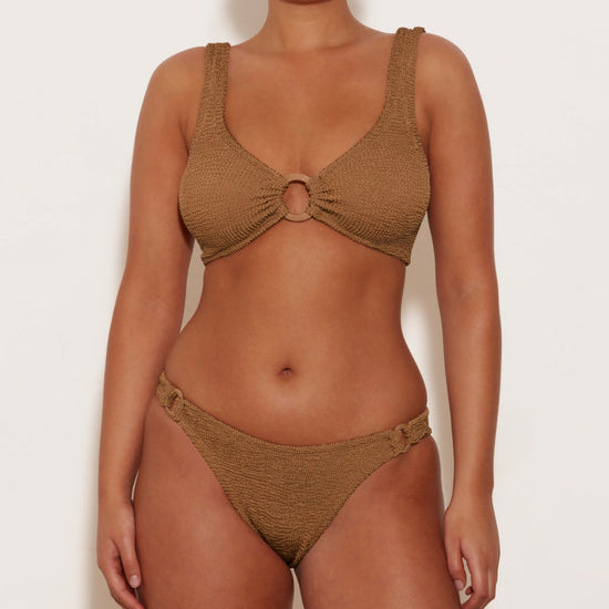 HALLIE CRINKLE METALLIC COCOA BIKINI