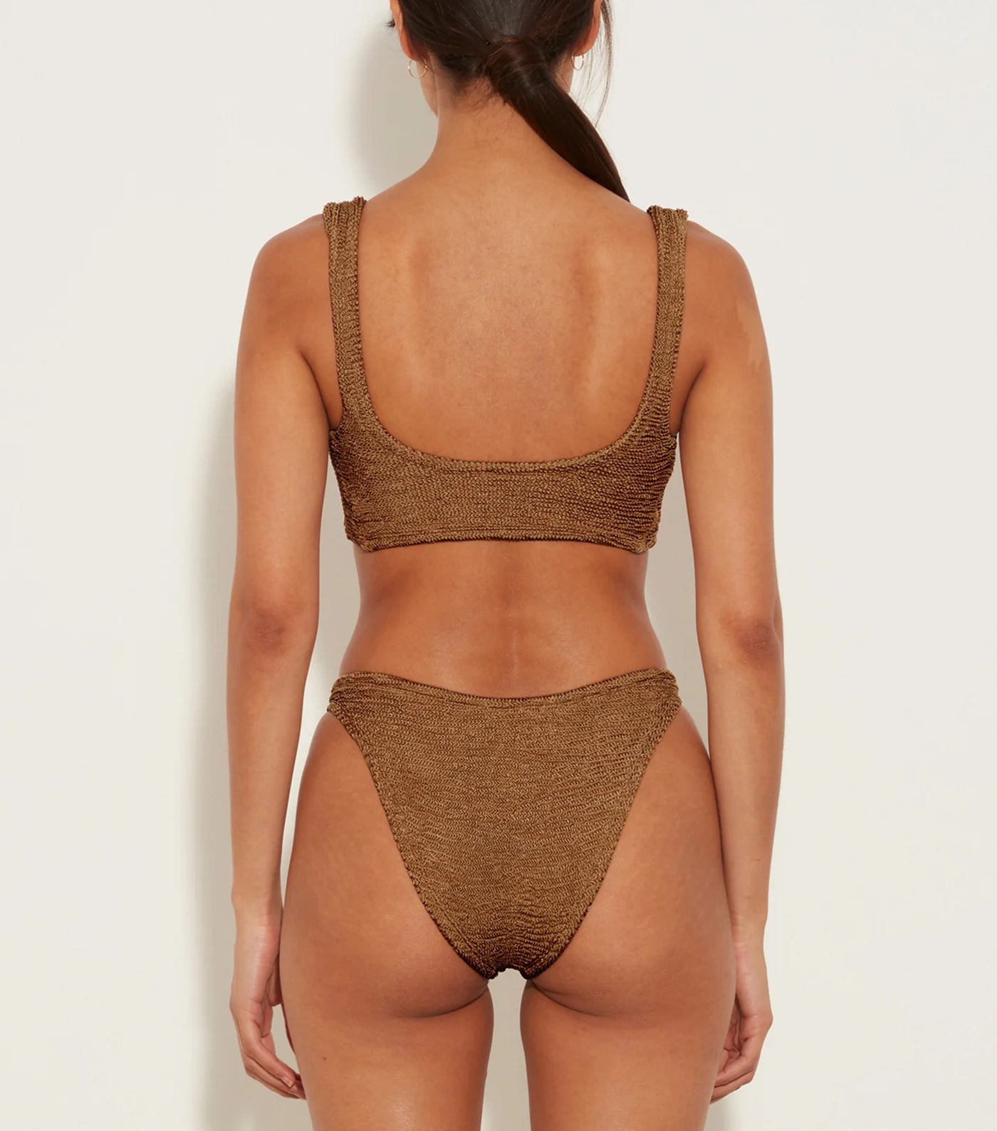 JUNO METALLIC COCOA CRINKLE BIKINI