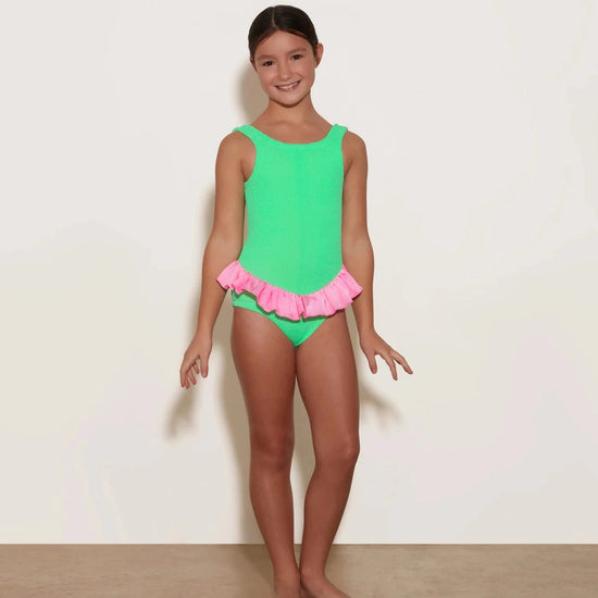 KIDS DUO DENISE CRINKLE LIME & BUBBLEGUM SWIM