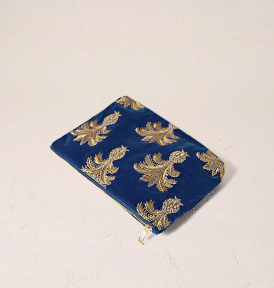 PINEAPPLE EVERYDAY COBALT VELVET POUCH