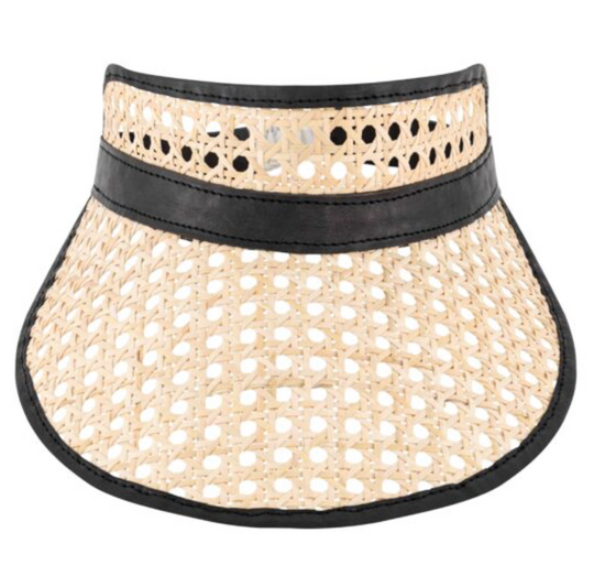 RATTAN & LEATHER BEACH VISOR - comes in three colour ways