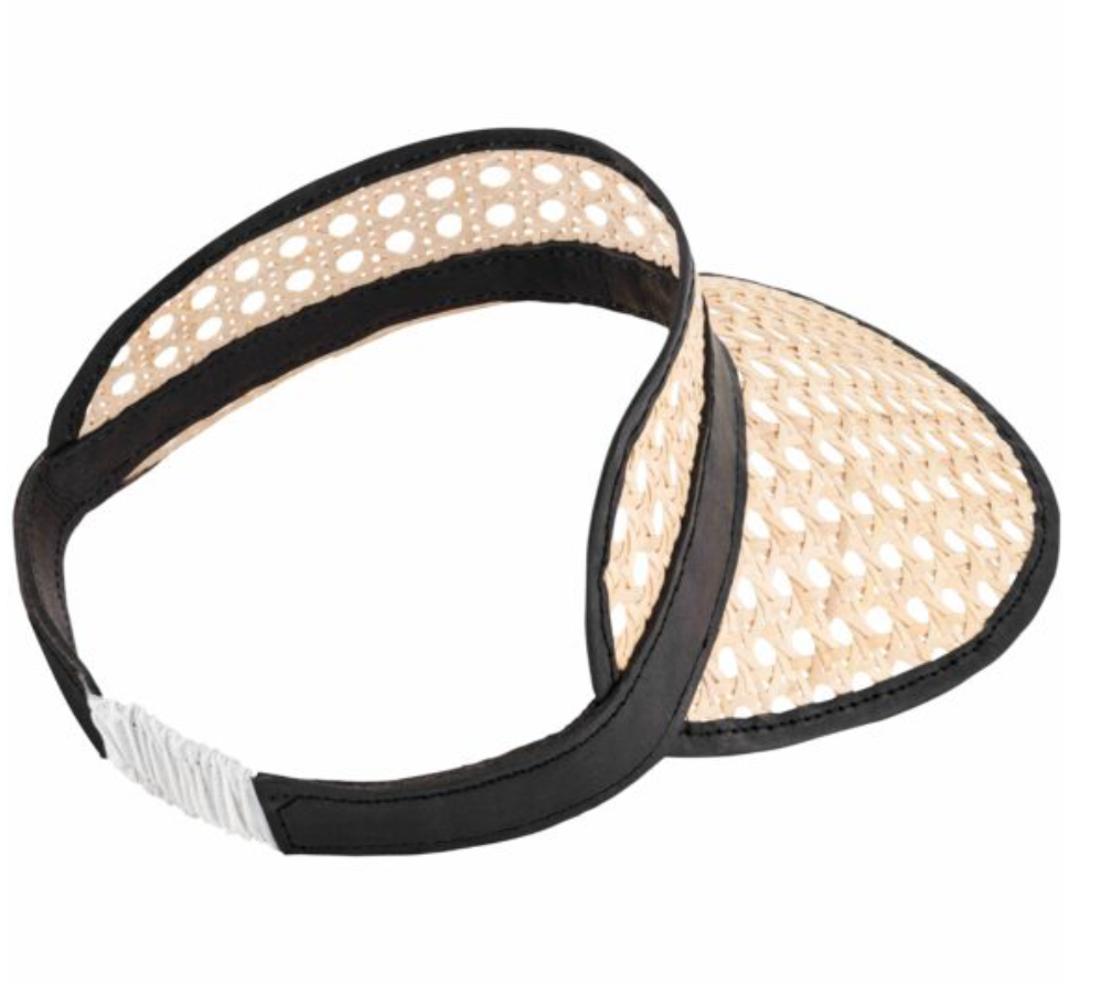 RATTAN & LEATHER BEACH VISOR - comes in three colour ways