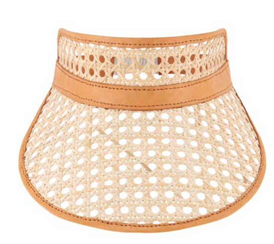 RATTAN & LEATHER BEACH VISOR - comes in three colour ways