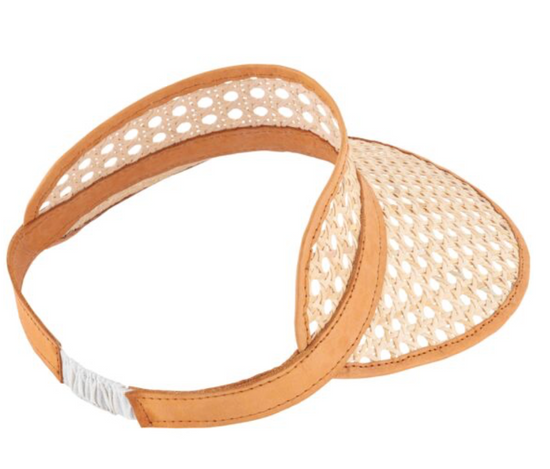 RATTAN & LEATHER BEACH VISOR - comes in three colour ways