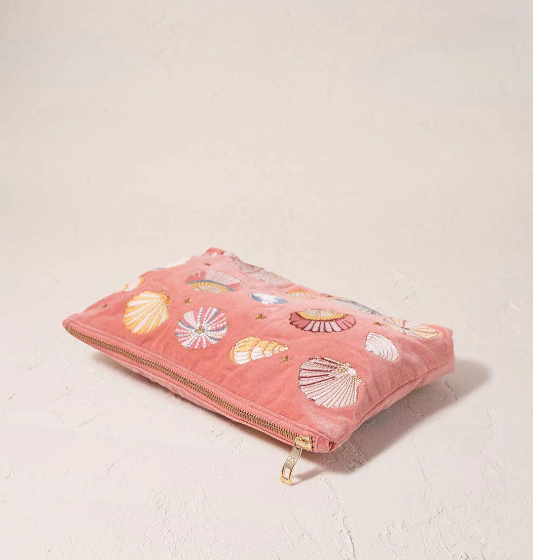 SEASHELL CORAL VELVET EVERYDAY POUCH