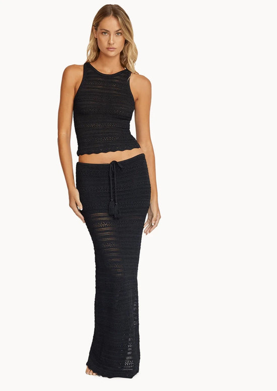 BLACK CROCHET LONG SKIRT