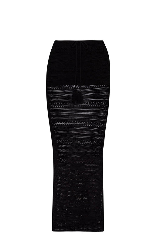 BLACK CROCHET LONG SKIRT