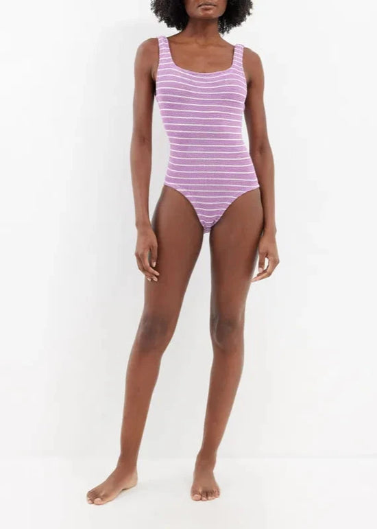 NANCY LAVENDER CRINKLE  STRIPE SWIM