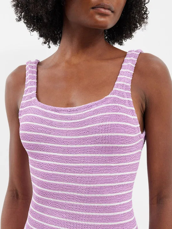 NANCY LAVENDER CRINKLE  STRIPE SWIM